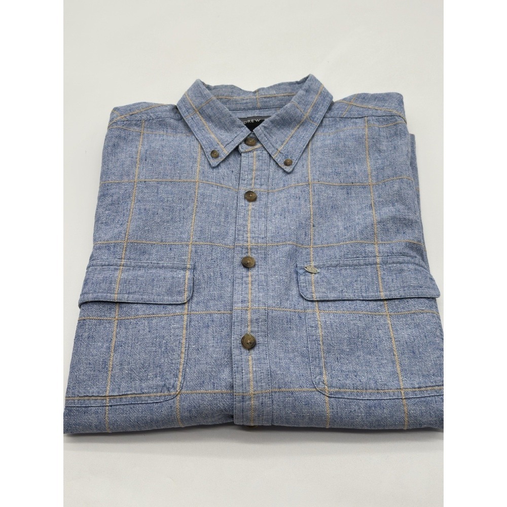 Andrew Fezza Blue Windowpane Button-Down Casual Shirt